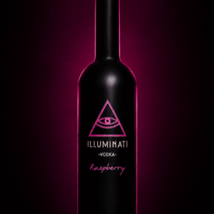 Illuminati Vodka Raspberry — black bottle with the pink raspberry emblem
