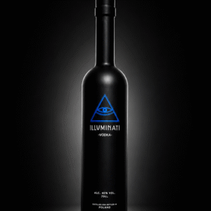 Illuminati Vodka Original — black bottle with the electric blue emblem